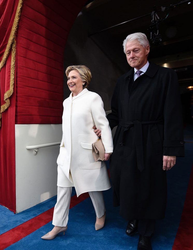 Former US President Bill Clinton and First Lady Hillary Clinton arrive for the Presidential Inauguration of Donald Trump at the US Capitol in Washington, D.C. (Photo: Getty Images) 